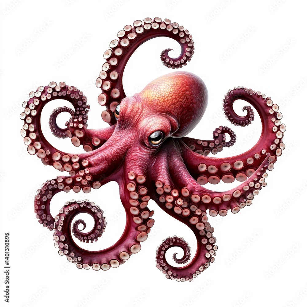 Obraz premium Realistic octopus with vibrant colors and intricate tentacles showcasing marine beauty and underwater wonder