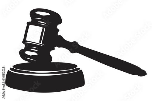 Silhouette of Gavel Hammer for Justice Law and Court Illustration Vector