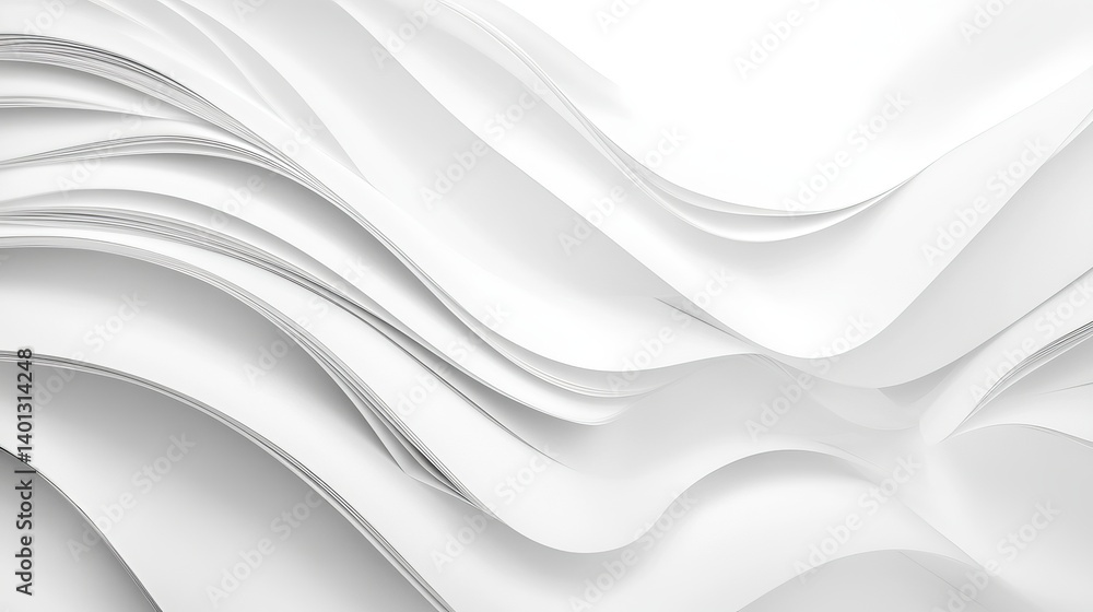 Fototapeta premium Abstract white waves of paper creating a flowing and elegant background design for presentations and graphics