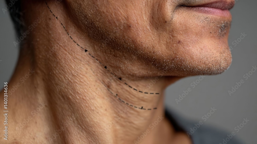 Naklejka premium Botox treatment areas on neck.
