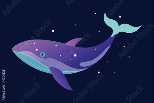 fantasy space whale swimming through galaxy vector