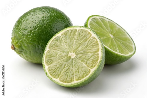 Fresh Limes Cut Open to Reveal Juicy Green Interior Generative AI