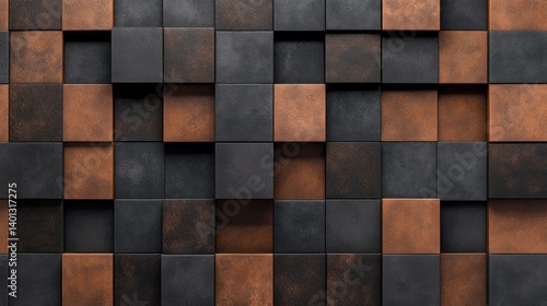 Obraz na płótnie A detailed view of ceramic 3D elevation tiles, creating a seamless pattern for a chic and modern home design. w salonie