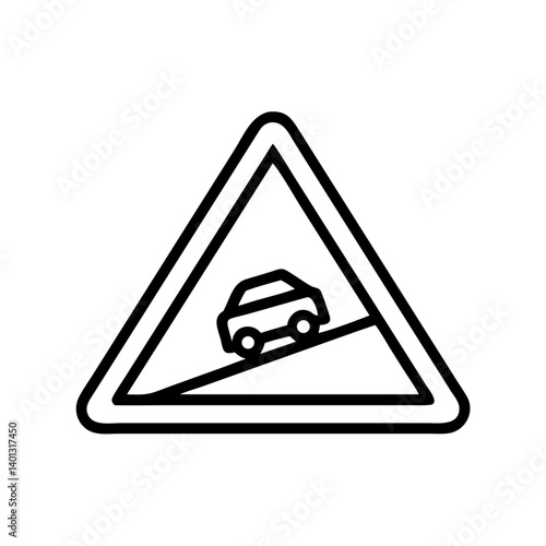 Steep Hill Descent Road Sign Icon