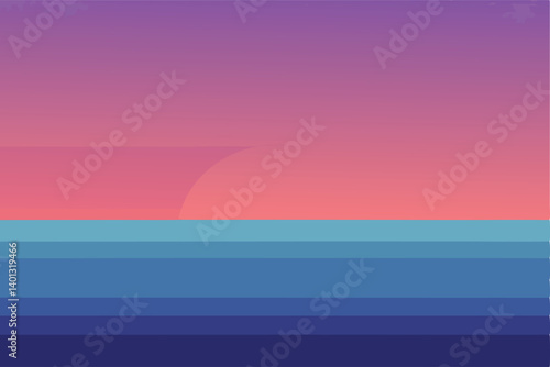 soft gradients of dawn over sea horizon vector illustration