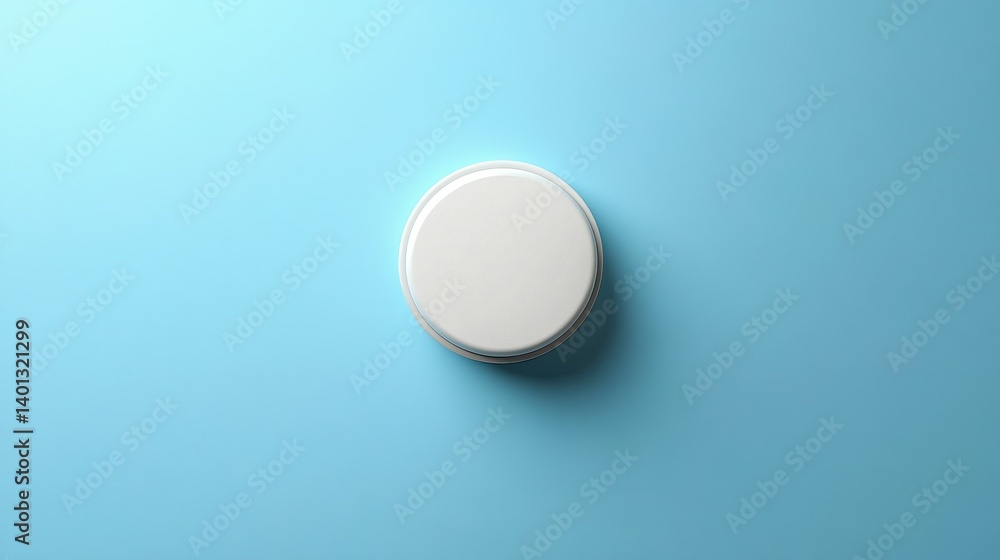 A single white button on a blue background, representing simplicity, choice, action, and possibility. A single white button on a blue background, representing simplicity, choice, action, and possibility.