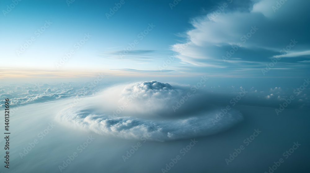 Aerial View of a Massive Cumulonimbus Cloud Formation over a Cloudy Seascape Aerial View of a Massive Cumulonimbus Cloud Formation over a Cloudy Seascape