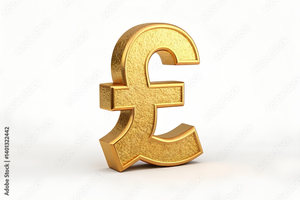 Fototapeta premium Golden Textured Pound Currency Symbol Isolated On White Background Representing British Economy Finance Wealth Investment And Exchange Rates, pound, currency, symbol, golden, money, british, england