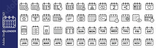 Set of Calendar Icons – Schedule, Planner, Reminder & Monthly Dates