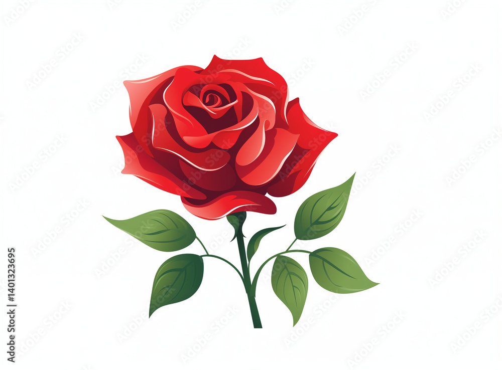Vector illustration of beautiful red rose isolated on white background, Red rose isolated vector silhouette illustration on white background Vector illustration of beautiful red rose isolated on white background, Red rose isolated vector silhouette illustration on white background