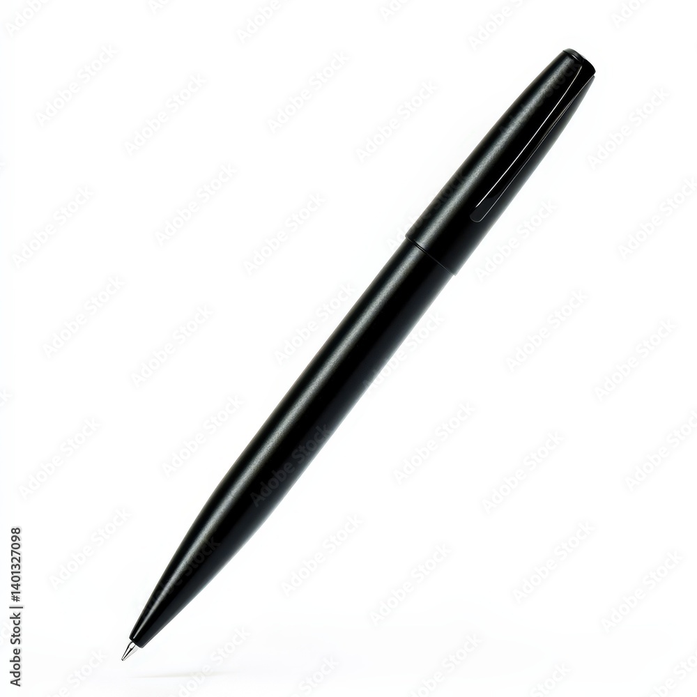 Sleek Black Ballpoint Pen Isolated on White Background Professional Writing Tool Office Stationery Sleek Black Ballpoint Pen Isolated on White Background Professional Writing Tool Office Stationery