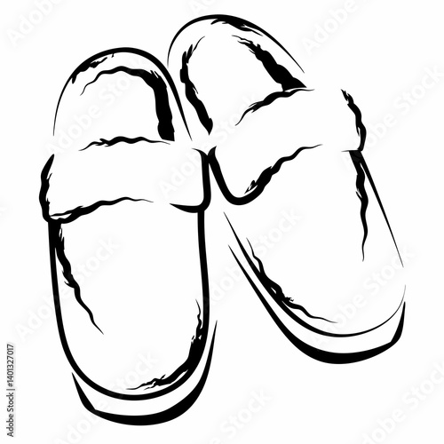 Cozy slippers in a minimalist style on a white background  