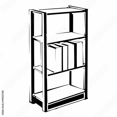 Minimalist bookshelf design with books in a modern style  