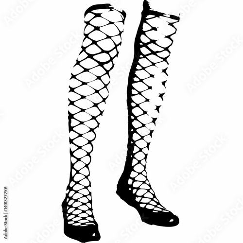 Fishnet stockings worn with high heels  