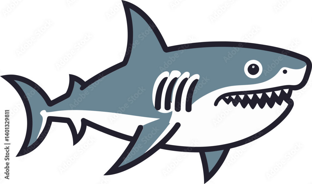 Obraz premium Shark Illustration for Marine Life Shark Swimming Through Waves