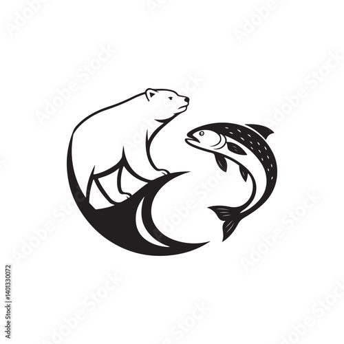  bear fisher vector silhouette logo design