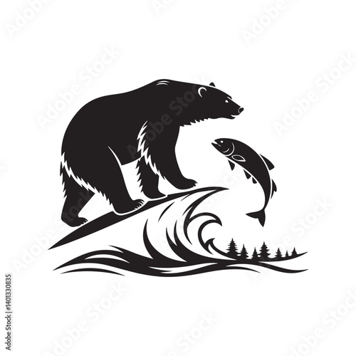  bear fisher vector silhouette logo design