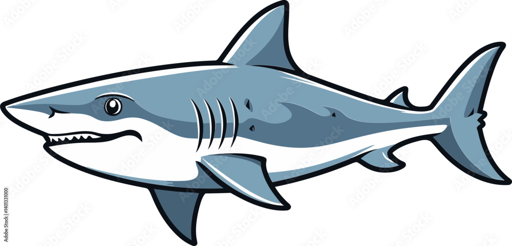 Obraz premium Shark with Gliding Fins and Tail Shark with Transparent Water