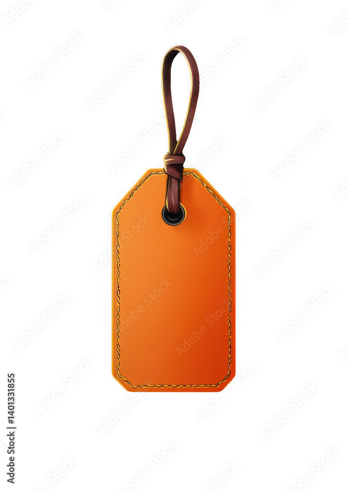 Fototapeta premium Label tag in orange with string for branding and pricing