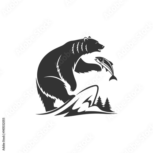  bear fisher vector silhouette logo design