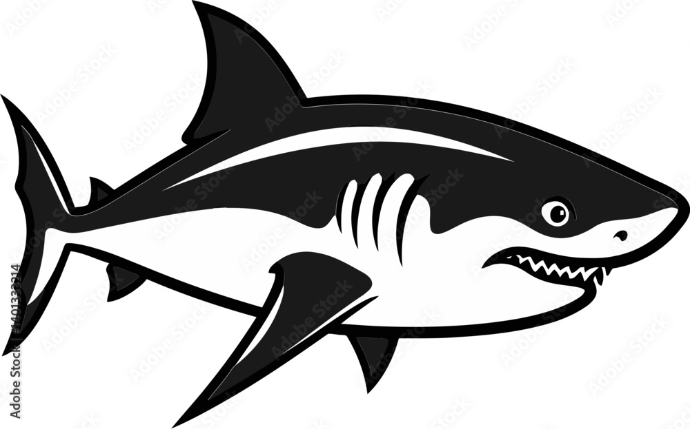 Fototapeta premium Shark in Motion with Water Ripple Shark Design for Marine Safety