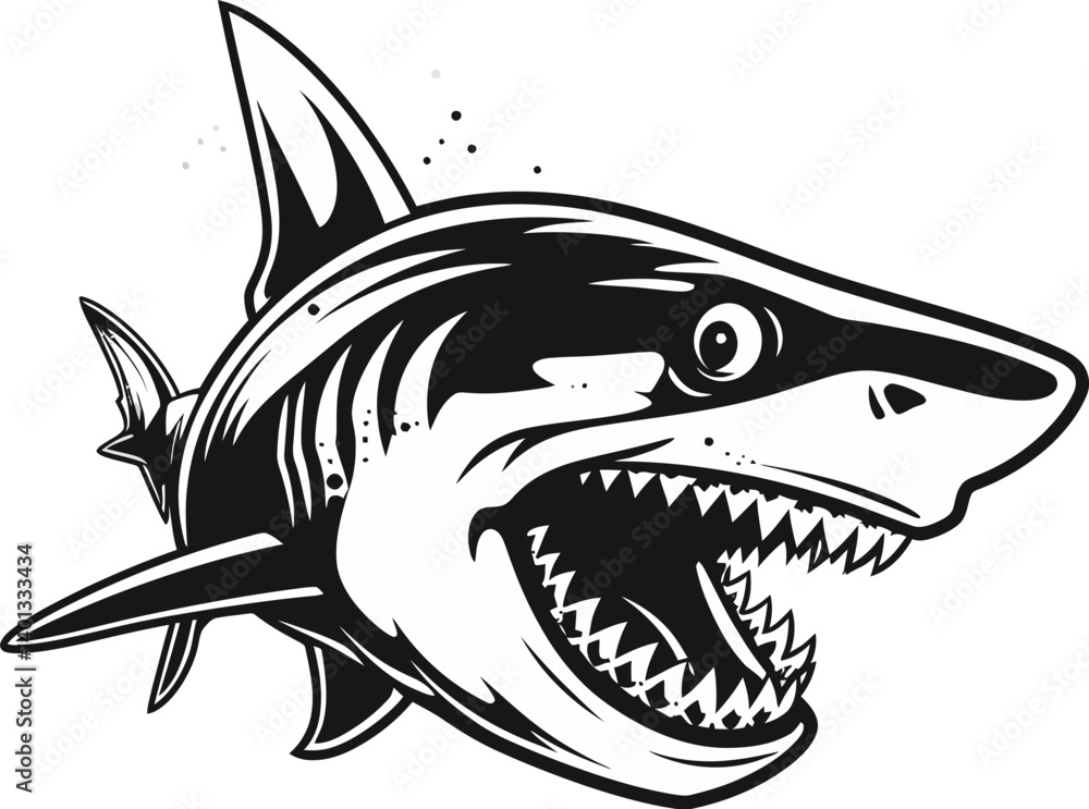 Shark Design with Ocean Background Shark with Tail Raised in Water Shark Design with Ocean Background Shark with Tail Raised in Water