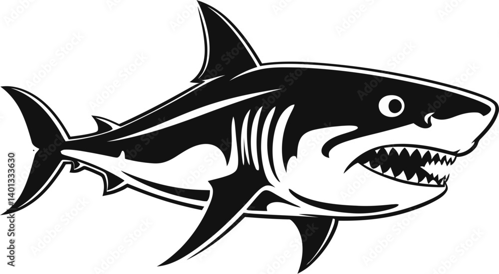 Fototapeta premium Shark for Summer Events Shark with Clear Tail and Fins