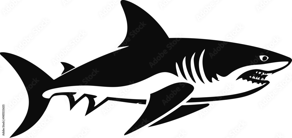 Fototapeta premium Shark with Powerful Bite Shark for Summer Events Vector