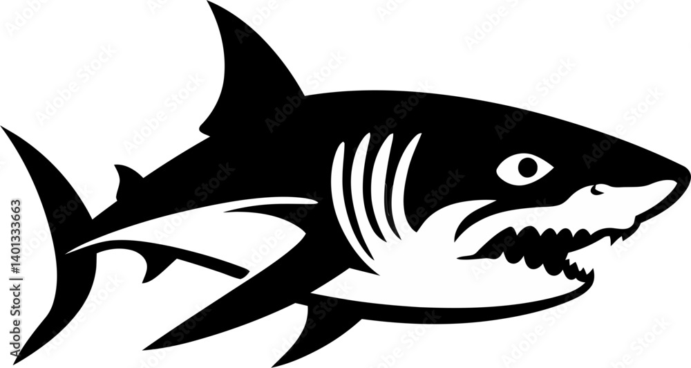 Fototapeta premium Shark with Clear Tail and Fins Smartphone in Hand Icon