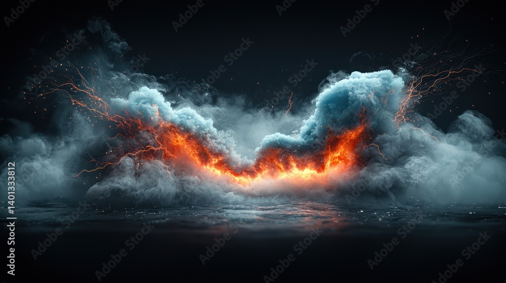 Fiery, smoky, abstract background Fiery, smoky, abstract background