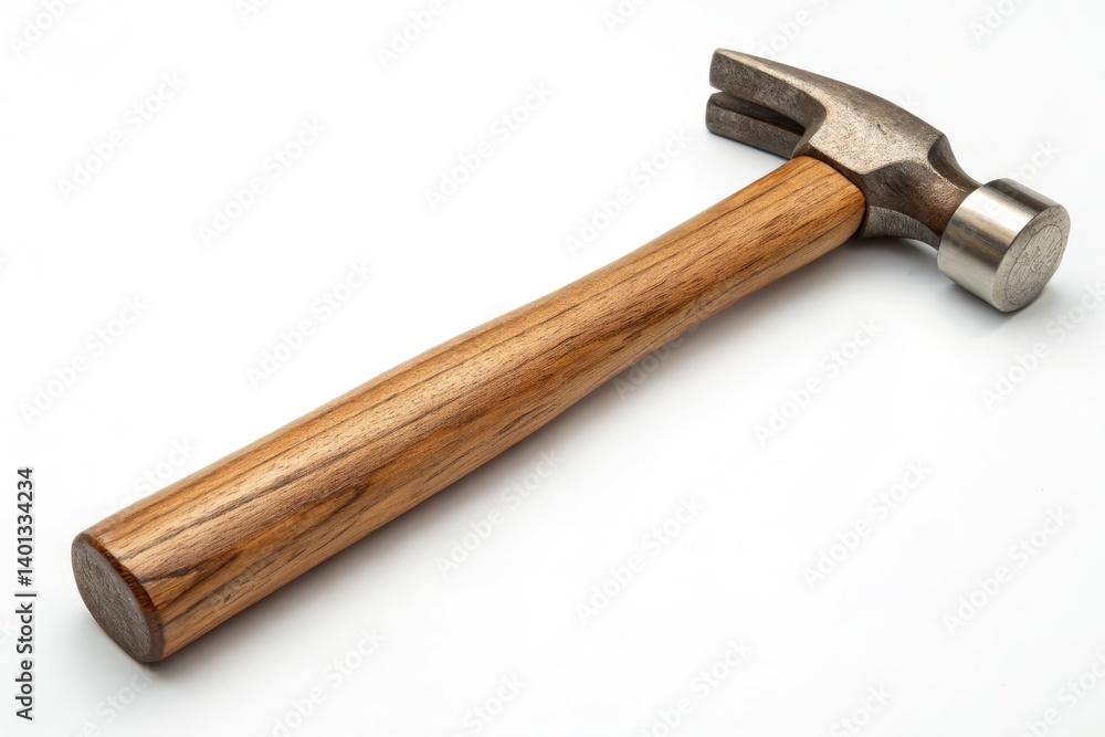 Classic Hammer With Wooden Handle on a Clean Surface Generative AI Classic Hammer With Wooden Handle on a Clean Surface Generative AI