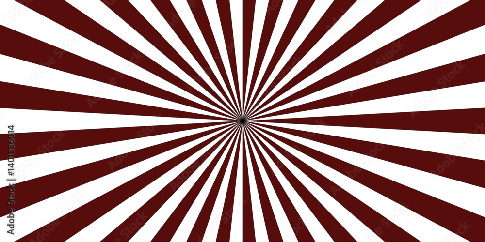 Fototapeta premium Vector Abstract maroon and white sun rays sunburst backdrop background. seamless retro vintage burst sunrise diagonal fabric radial summer sunshine explosion energy sunlight glowing sunburst design.