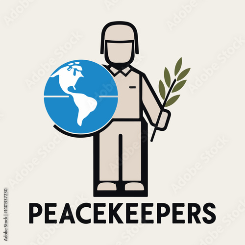 Vector Design for International Day of United Nations Peacekeepers Featuring Peacekeeper Soldier, Olive Branch, and Dove, Symbolizing Global Peacekeeping Efforts and Cooperation