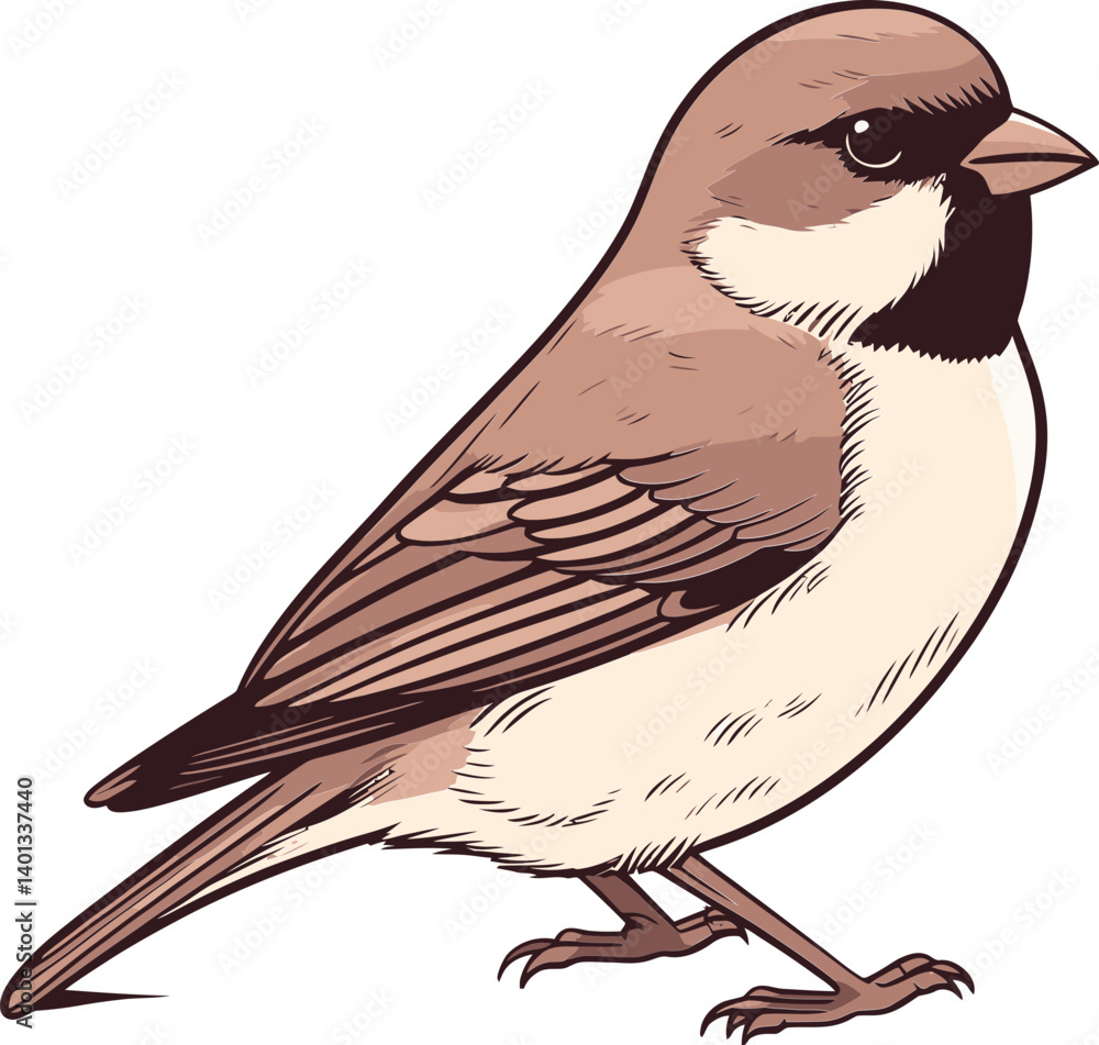 Fototapeta premium Sparrow with Soft Brown Feathers Sparrow Sitting on a Roof