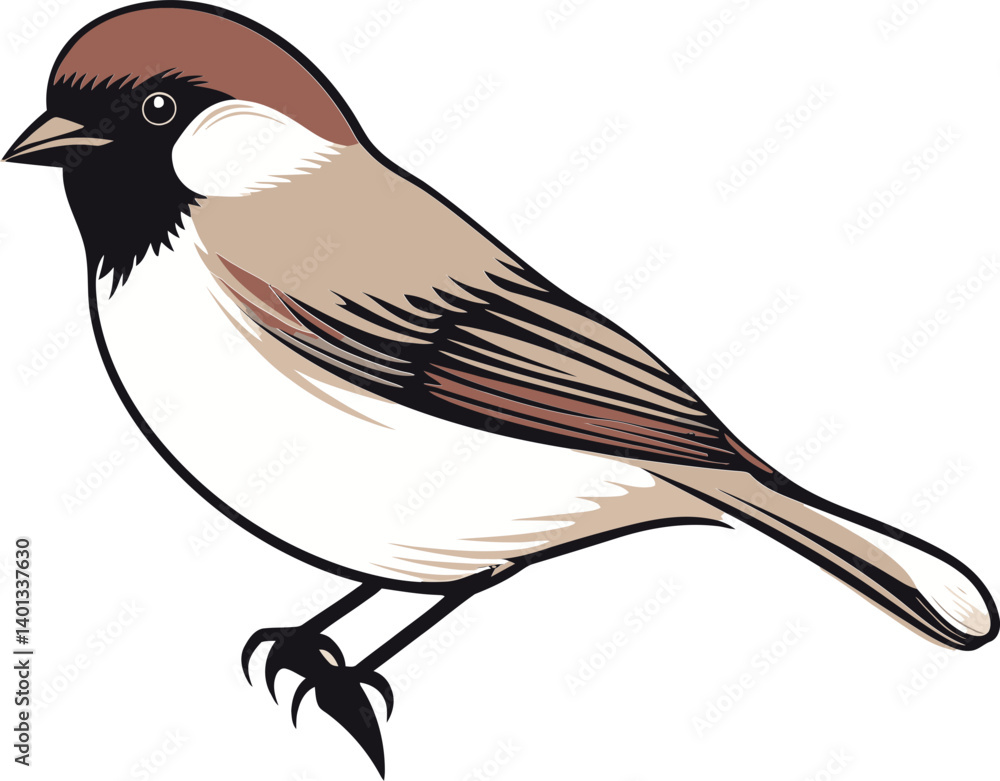 Obraz premium Sparrow in Abstract Nature Design Sparrow Flying Above Mountains