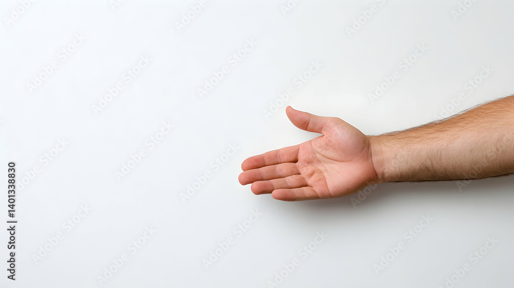 Open Hand Reaching Out on White Background Open Hand Reaching Out on White Background