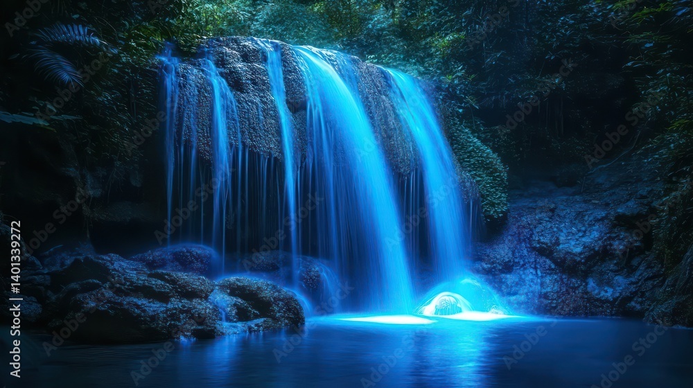 Magical waterfall nature background
