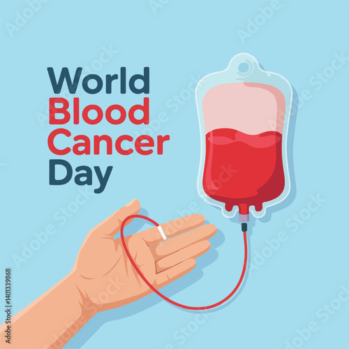 World Blood Cancer Day Awareness Vector Set | Blood Drop, Ribbon, Red Blood Cells, Medical Icons, Donation, Hope Typography, Abstract Cancer Cell, Support Symbol, Flat Minimal Design