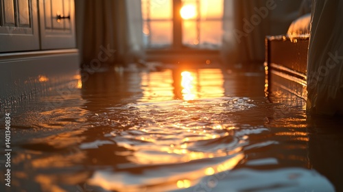 Flooded Room, Sunset Through Window