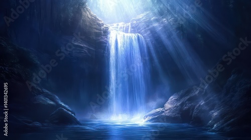 Fototapeta Naklejka Na Ścianę i Meble -  Mystical waterfall landscape image