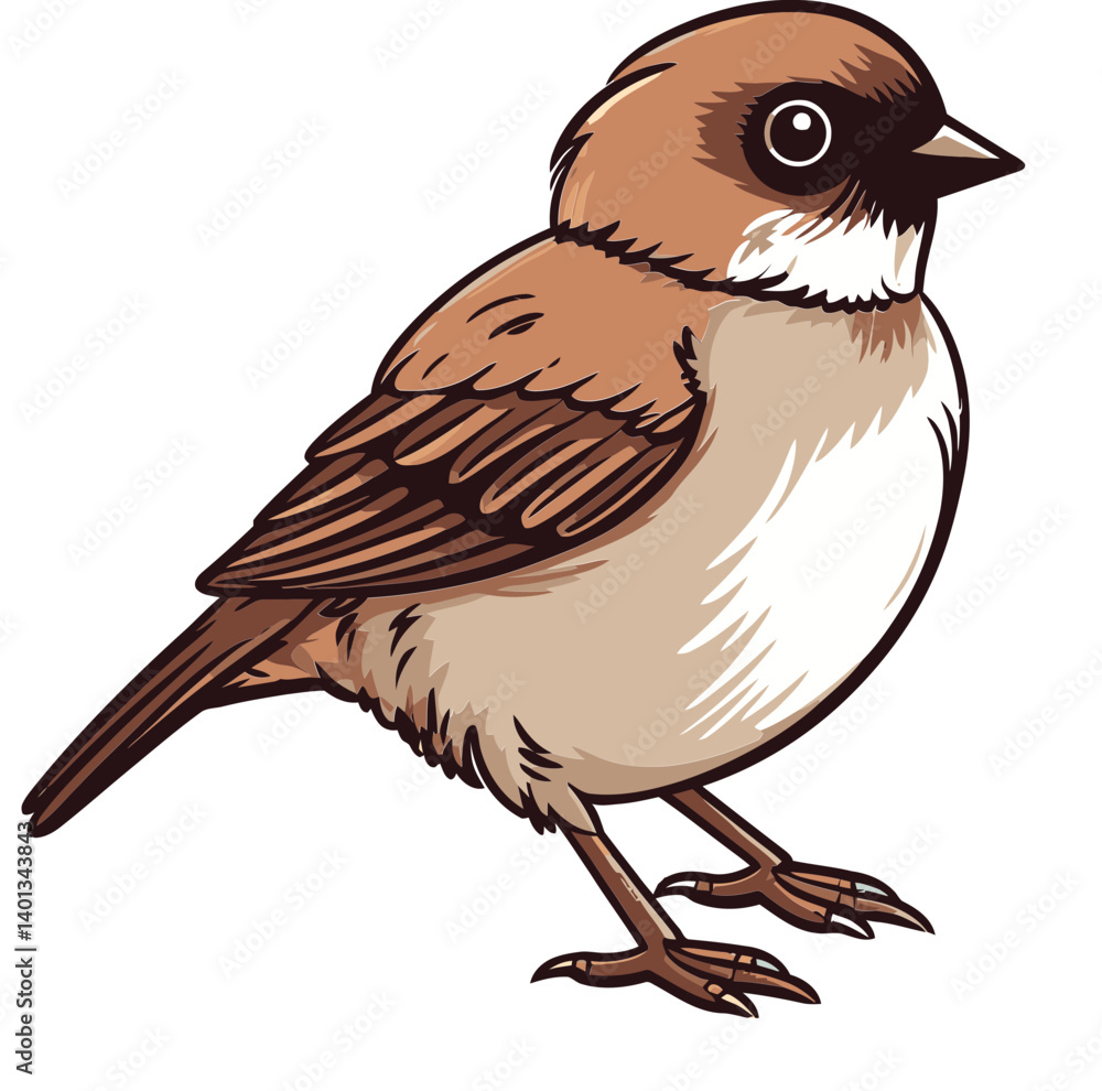 Obraz premium Sparrow on a Branch with Spring Blooms Sparrow Flying in the Open Sky