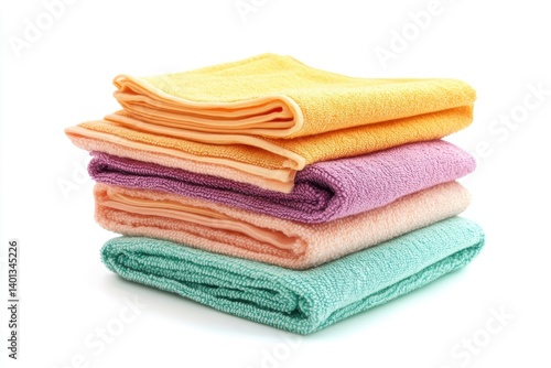 A stack of towels isolated on white background