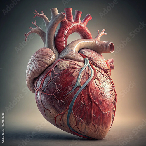 Wallpaper Mural Realistic 3D Human Heart Anatomy Illustration – Detailed Medical Organ Rendering Torontodigital.ca
