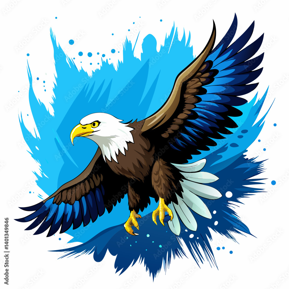 Fototapeta premium american bald eagle with flag