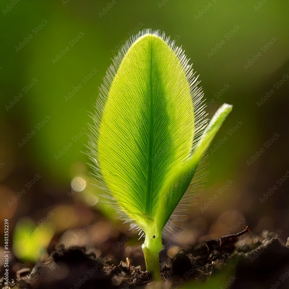 close up of green sprout in the spring