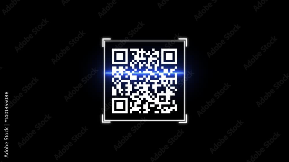 scan QR code barcode animation on black background, QR code scanner animated. suitable for scanner application a QR code on a scanned. scan QR code barcode animation on black background, QR code scanner animated. suitable for scanner application a QR code on a scanned.