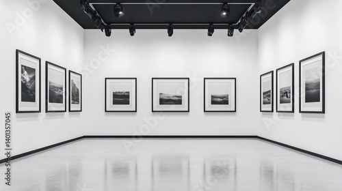 White gallery interior display art prints