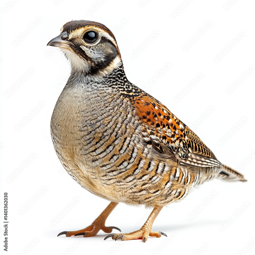Fototapeta premium quail on isolated white background close-up. high detailization.