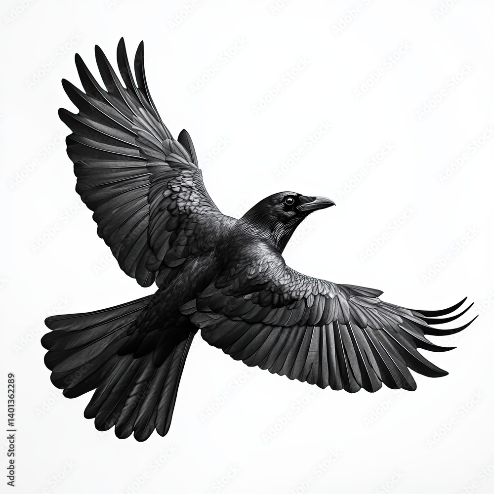 Naklejka premium raven on isolated white background close up. high detailization.