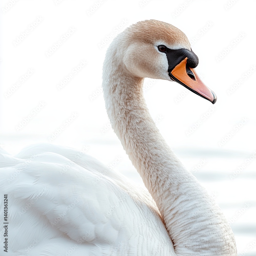 Fototapeta premium swan on isolated white background close up. high detailization.